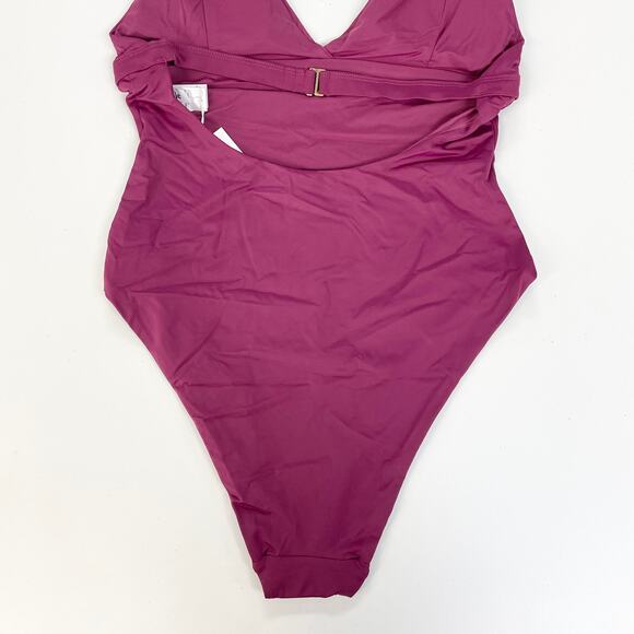 NEW Andie Womens L The Lagos Plum Halter One Piece Swimsuit Removable Cups - Picture 6 of 10
